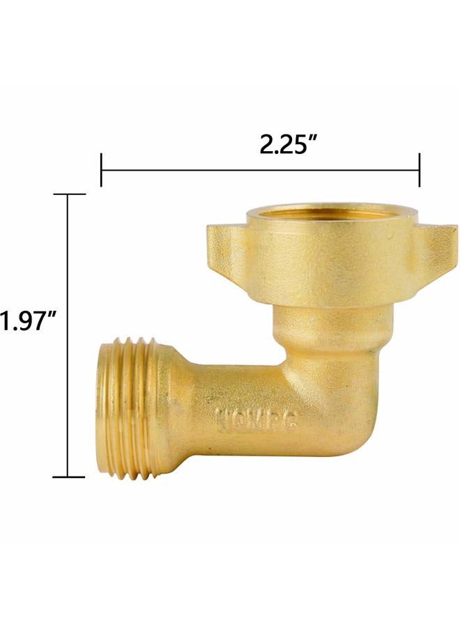 HQMPC Garden Hose Connector 90 Degree Brass Garden Hose Elbow Solid Brass Adapter (2Pcs)+ Extra 4 Pressure Washers - Image 2