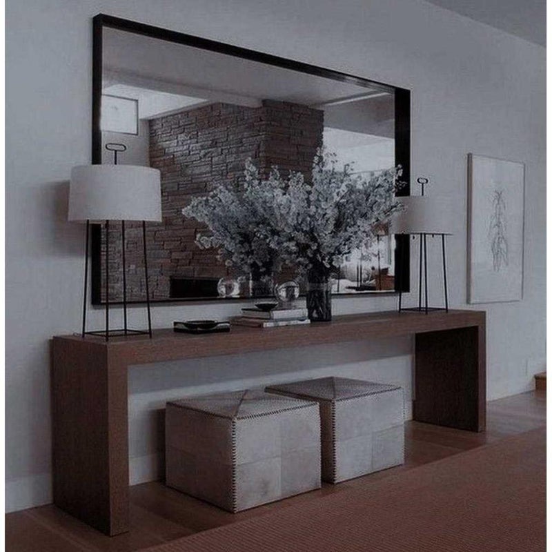 home house Entrance table and 2 MDF poufs, 3 pieces - brown and beige - Image 1