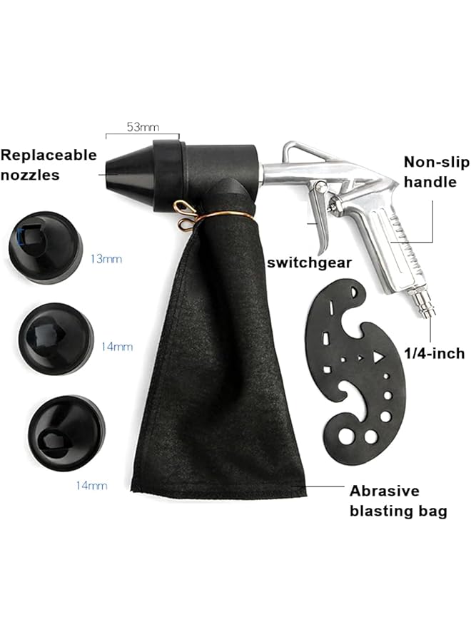 erorex 6 Piece Pneumatic Sandblasting Tool Kit Portable Sand Blasting Machine Set Versatile Sandblaster Handheld Polishing Machine Rust Remover - Image 2