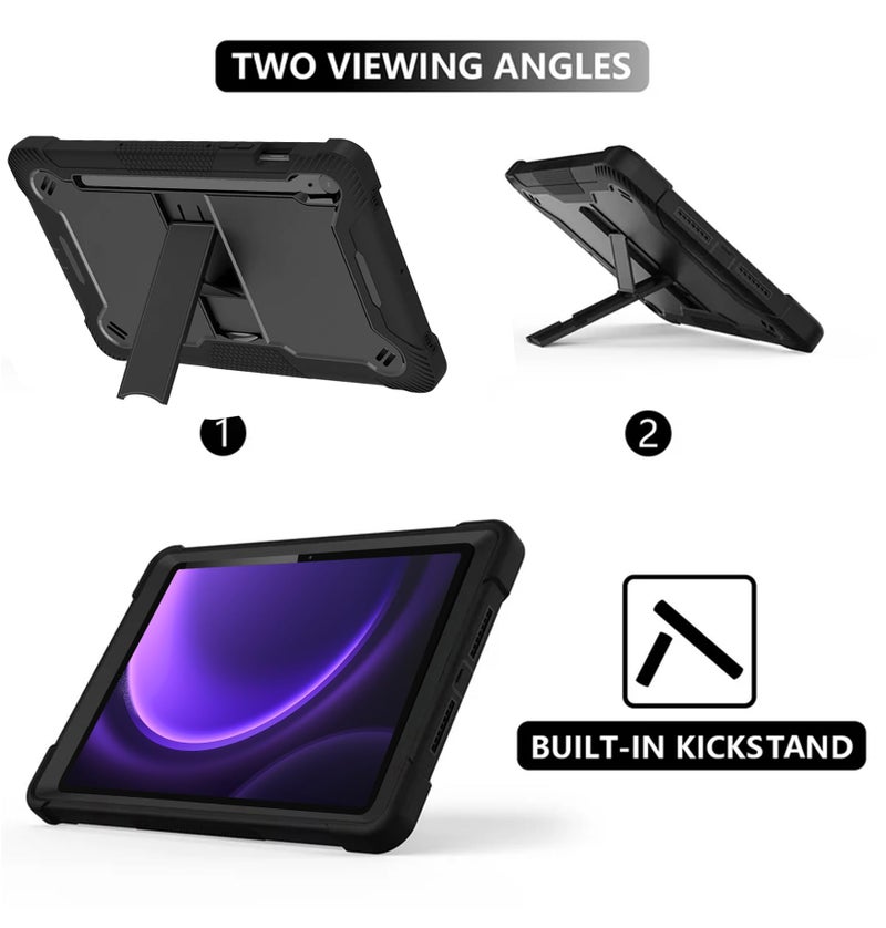 TGK Slim Heavy Duty Shockproof Protection Kickstand Hybrid Case Cover for Samsung Galaxy Tab S9 FE 10.9 Inch/Tab S10 FE 10.9 inch Black - Image 3