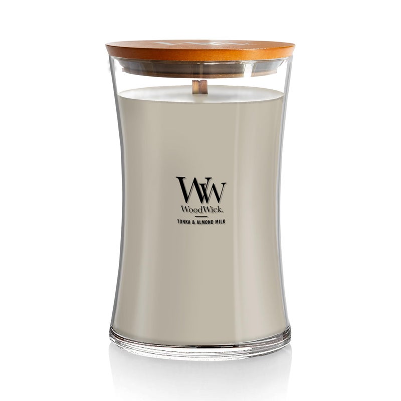 WoodWick Tonka  Almond Scented Large Hourglass Candle Crackles as it Burns Perfect for Gifting 21oz