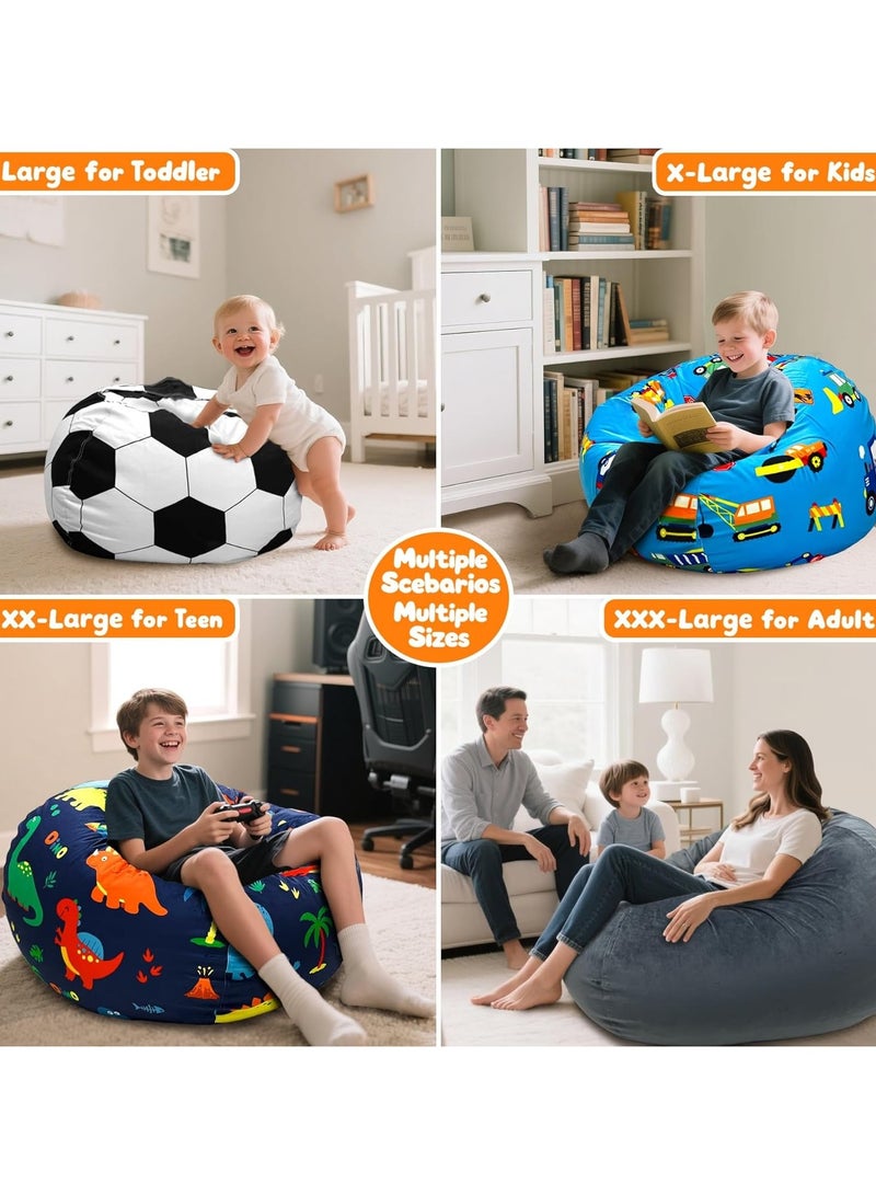 Arabest Dinosaur Stuffed Animal Storage Bean Bag Chair Cover - Premium Canvas Organizer with YKK Zipper Holds 60+ Plush Toys, Washable Kids Room Decor (No Filling, Large) - Image 5