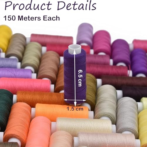 Aakriti 100 Spools Multi-Colour All Purpose Sewing Thread (50 Colours x 2, 150 Meters Per Spool) for Hand Stitching, Machine, Quilting and Crafts - Image 4