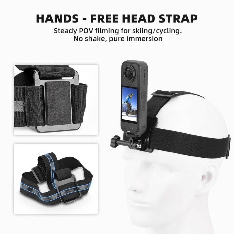 BRDRC Accessories Kit for Insta 360 X5 X4, Chest Mount Head Strap Harness Backpack Clip Holder Wrist Strap, 360°Rotating Adapter + Quick Release for Insta360 One X5 X4 X3 X2 X Camera Accessory Bundle - Image 4