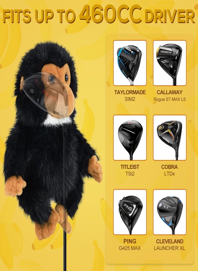 LZFAN Golf Club Covers for Woods and Drivers Funny Driver Headcover Animal Golf Club Head Covers Golf Gifts for Men Women Plush Chimp - Image 2