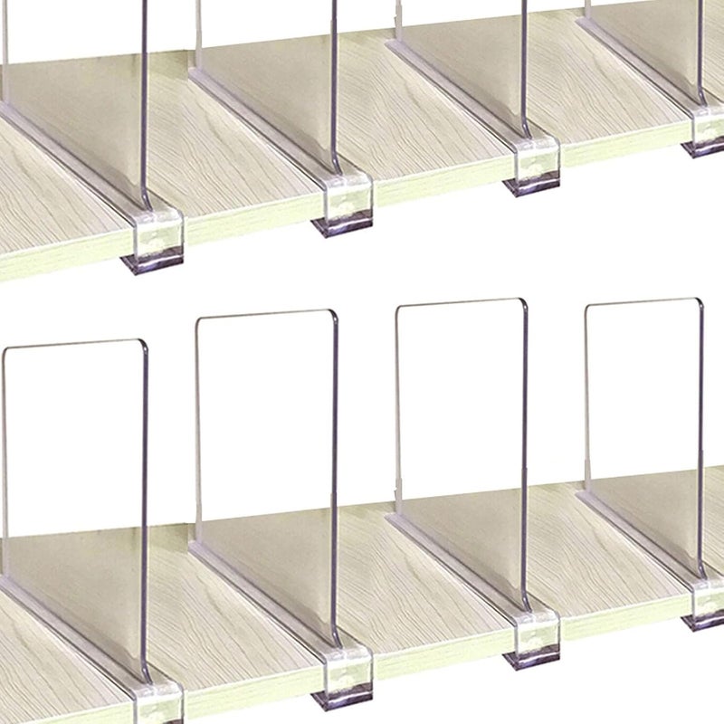 8PCS Clear Acrylic Shelf Dividers for Wood Shelves - Perfect for Organizing Clothes, Purses, and Kitchen Cabinets - Image 1