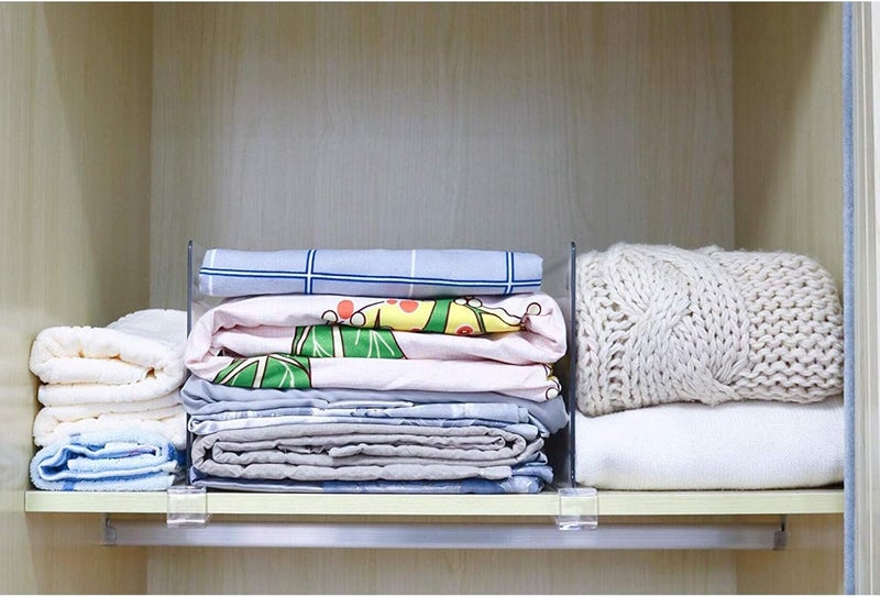 8PCS Clear Acrylic Shelf Dividers for Wood Shelves - Perfect for Organizing Clothes, Purses, and Kitchen Cabinets - Image 4