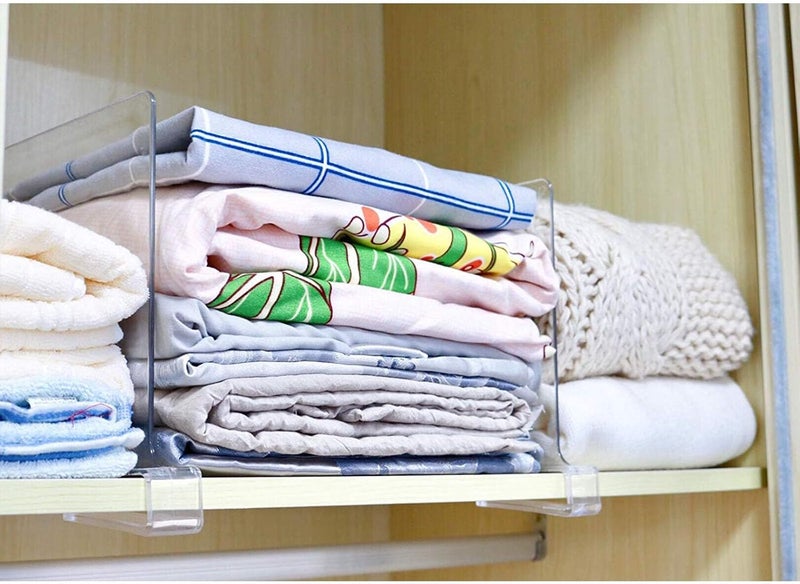 8PCS Clear Acrylic Shelf Dividers for Wood Shelves - Perfect for Organizing Clothes, Purses, and Kitchen Cabinets - Image 3
