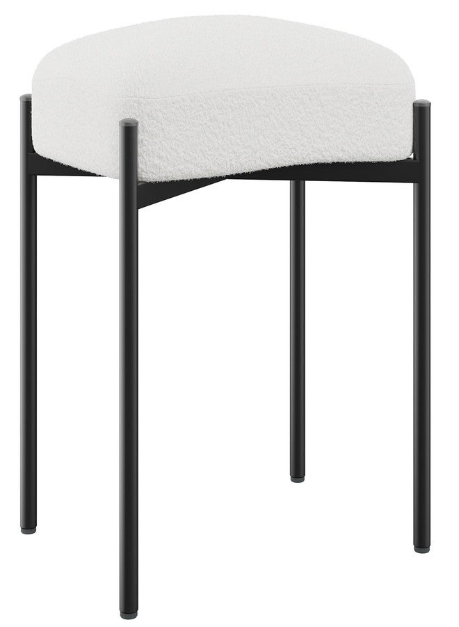 YMYNY Vanity Stool, Footrest, Square Ottoman Bench with Metal Legs, Makeup Dressing Stool for Vanity, Living Room, Bedroom, Entryway 14.57" D×11.42" W×18.11" H White UHBD034W - Image 1