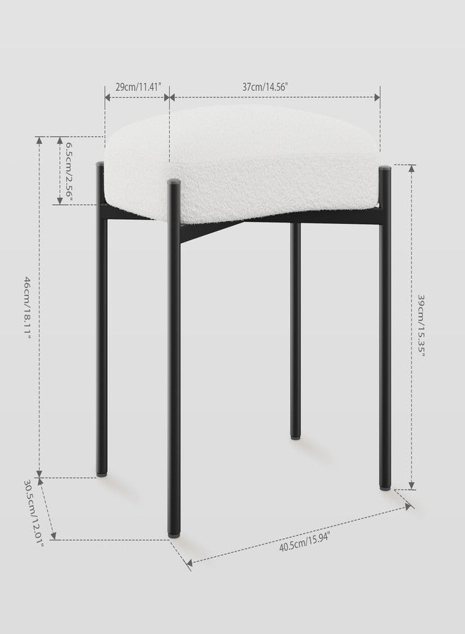 YMYNY Vanity Stool, Footrest, Square Ottoman Bench with Metal Legs, Makeup Dressing Stool for Vanity, Living Room, Bedroom, Entryway 14.57" D×11.42" W×18.11" H White UHBD034W - Image 5
