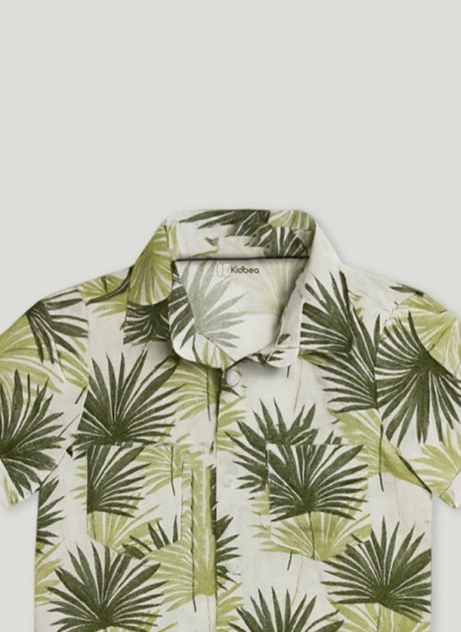 Kidbea طقم قميص وشورتات من قطن نقي للأولاد من كيدبيا بتصميم استوائي - Image 4