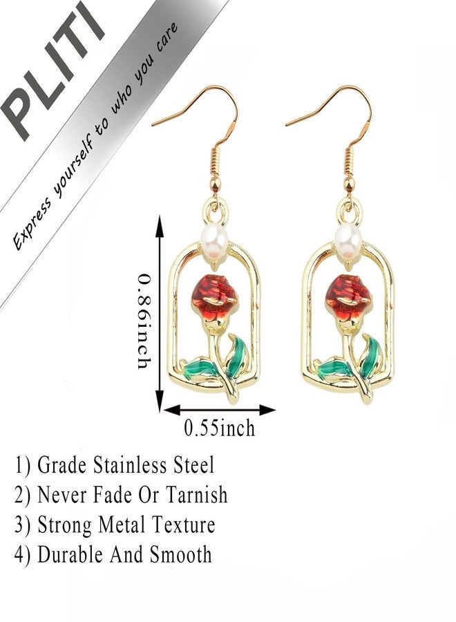 PLITI Princess Gift Princess Fans Gift Always Remember You’re Braver Than You Believe Rose Earrings For Women (remember rose earringsG) - Image 2