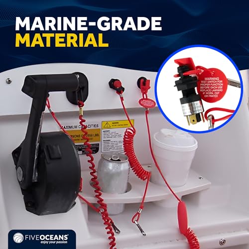 Five Oceans Marine Universal Emergency Cut-Off Switch, Kill Switch for Boat, Engine Shut-Off Switch 12VDC, Coil Extendable Lanyard, Snap Hook and Red Buoy, for Jet Ski, ATVs - FO1518 - Image 2