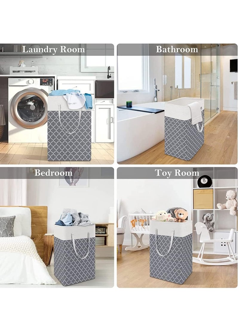 راكسوم سلة غسيل، سلال غسيل كبيرة قابلة للطي بسعة 75 لترًا مع مقابض سهلة الحمل، سلة ملابس مستقلة مقاومة للماء، سلة تخزين للألعاب، منظم ملابس (1) - Image 4