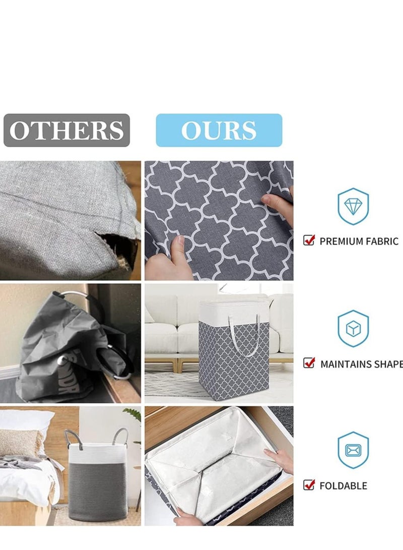 راكسوم سلة غسيل، سلال غسيل كبيرة قابلة للطي بسعة 75 لترًا مع مقابض سهلة الحمل، سلة ملابس مستقلة مقاومة للماء، سلة تخزين للألعاب، منظم ملابس (1) - Image 5