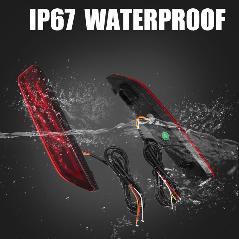 A ABSOPRO Rear Bumper Reflector Fog Brake Driving Tail Turn Signal Light Red Amber LED for Honda CRV 2007 2008 2009 Plastic Red Lens 1 Pair - Image 4