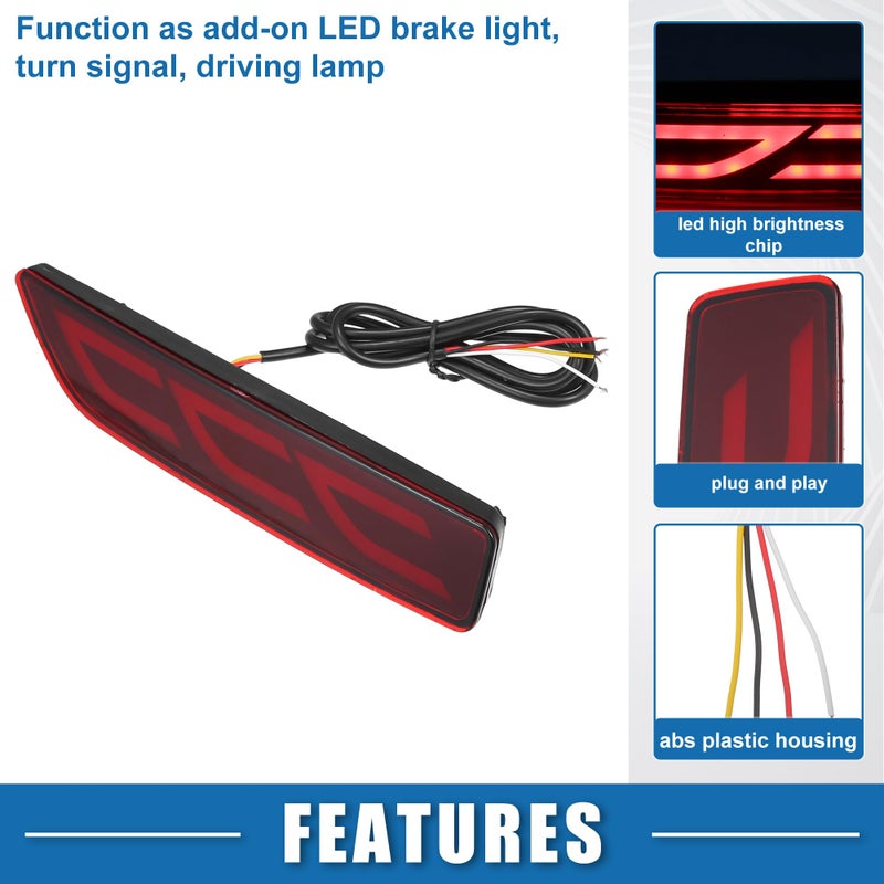 A ABSOPRO Rear Bumper Reflector Fog Brake Driving Tail Turn Signal Light Red Amber LED for Honda CRV 2007 2008 2009 Plastic Red Lens 1 Pair - Image 3