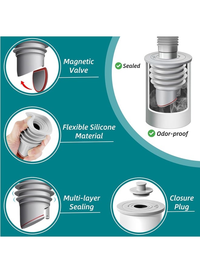 غطاء الختم حلقة أنابيب الصرف الصحي ، فاخ الصرف الصحي ضد الرائحة السيليكون ، ختم أنابيب الصرف الصحي السيليكون مناسب للحمام أدوات تنظيف المطبخ - Image 5