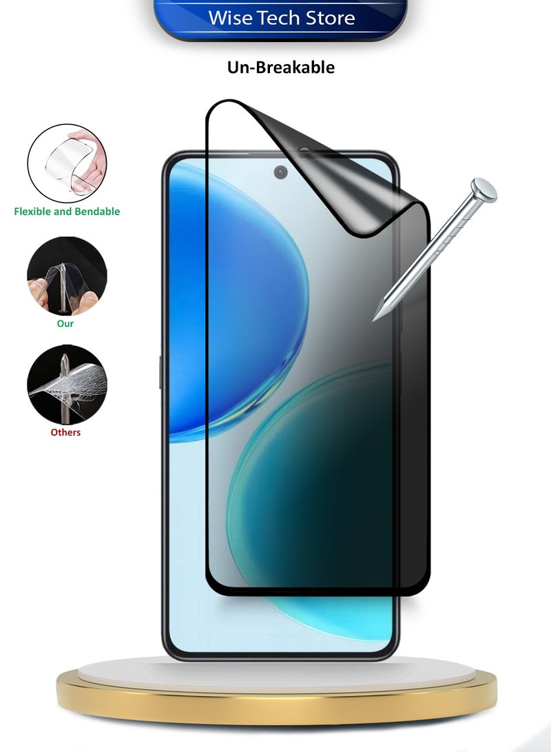 دبليو تيك هواوي هونر X8d 4G 2025 واقي شاشة فاخر من السيراميك النانوي مع خصوصية كاملة ولصق كامل وغطاء كامل ومطفي ومرن (MSCNMP) - شفاف/أسود - Image 3