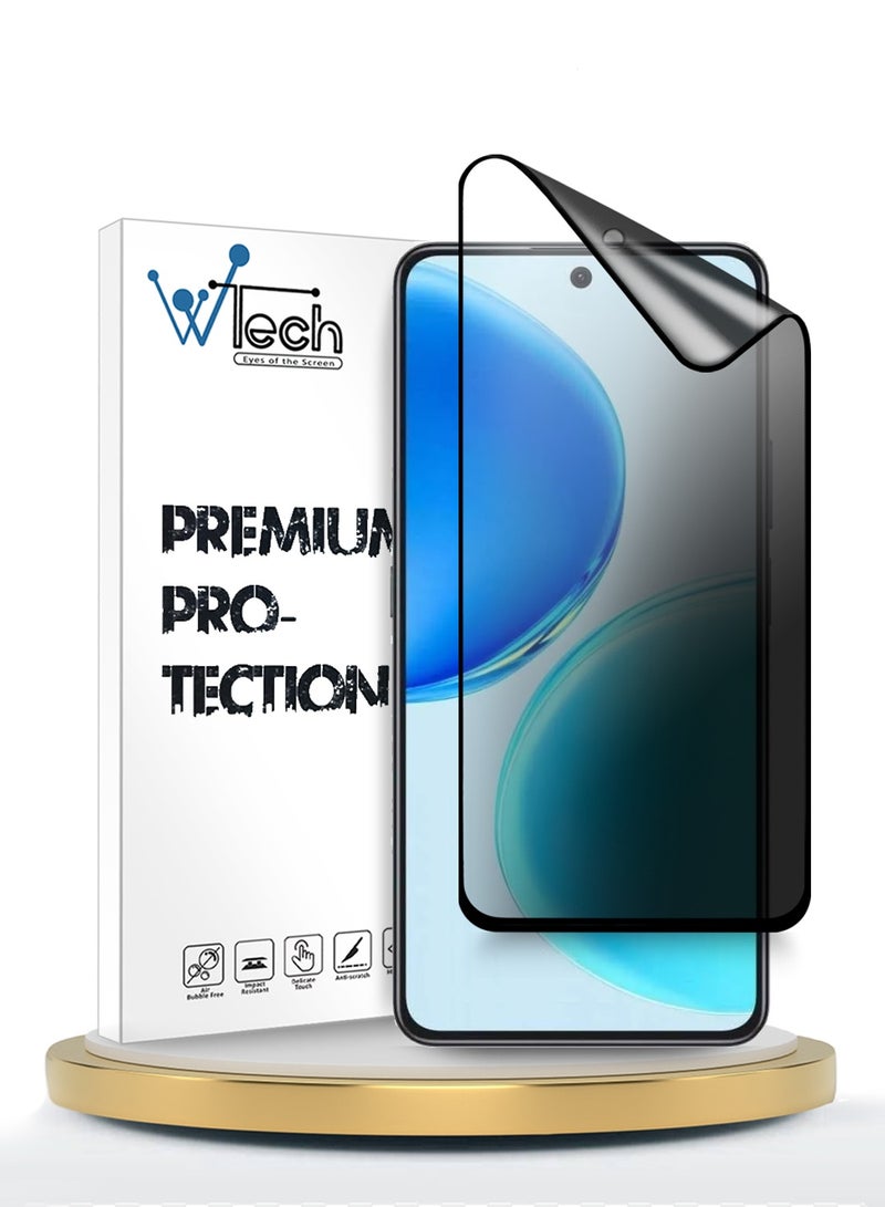 دبليو تيك هواوي هونر X8d 4G 2025 واقي شاشة فاخر من السيراميك النانوي مع خصوصية كاملة ولصق كامل وغطاء كامل ومطفي ومرن (MSCNMP) - شفاف/أسود - Image 1