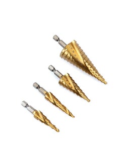 Generic Change HSS Titanium Coated Spiral Grooved Step Drill Bit 3-Piece Set | 4PCS- Ideal for Metal, Stainless Steel, Aluminum, Wood  - Image 1
