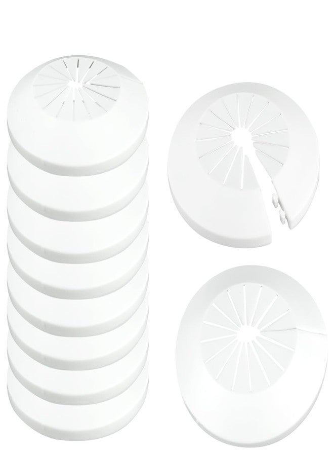 DVECUE Flange Pipe Cover Decoration Plumbing Cover Plates Escutcheon Water Drain Pipe Line Cover Plastic White 10 Pieces - Image 1