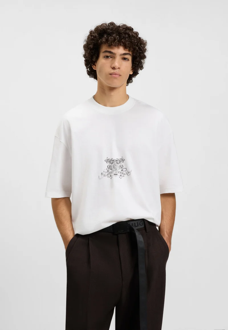 هوجو Cotton-jersey T-shirt with collegiate logos