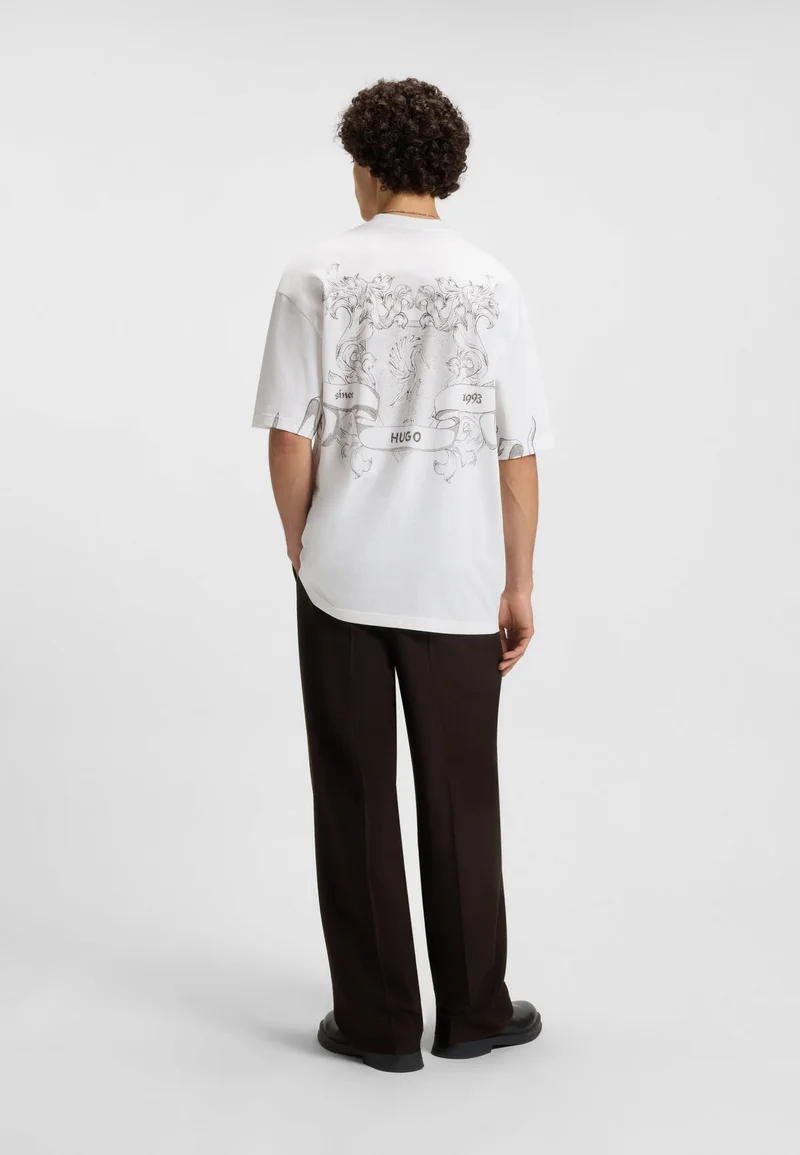 HUGO Cotton-jersey T-shirt with collegiate logos