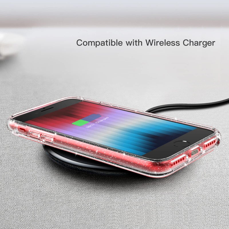 JETech Glitter Case for iPhone SE 3/2 (2022/2020 Edition), iPhone 8/7, 4.7-Inch, Bling Sparkle Shockproof Phone Bumper Cover, Cute Sparkly for Women and Girls (Clear) - Image 5