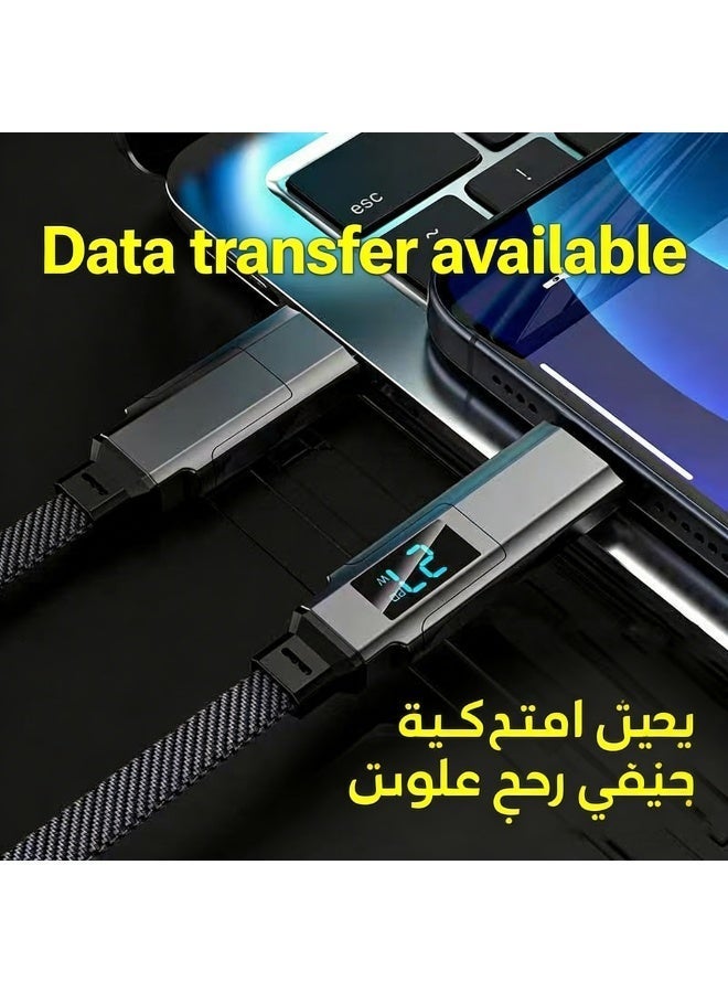 زهرة كابل شحن سريع رباعي الوظائف 100 واط مع عرض قوة الشحن - Image 4