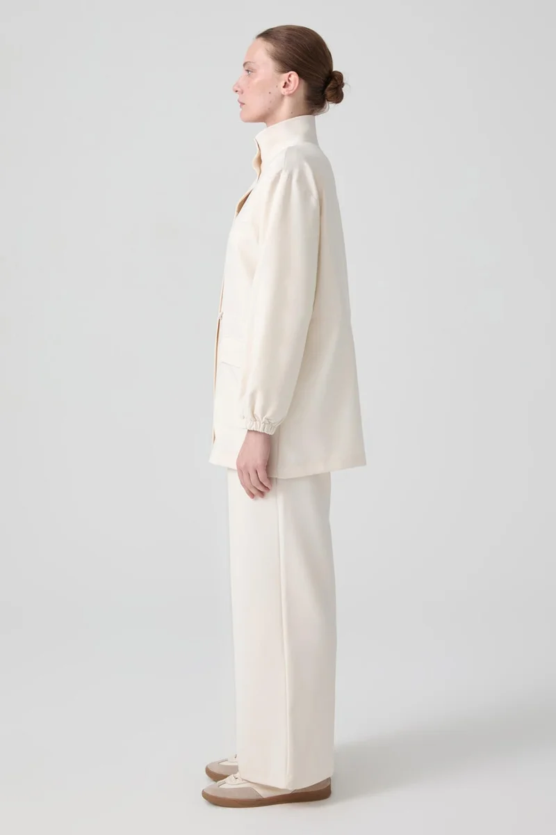 Touche Stand Collar Crepe Jacket