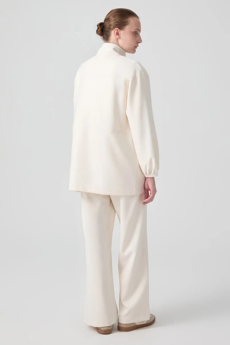 Touche Stand Collar Crepe Jacket