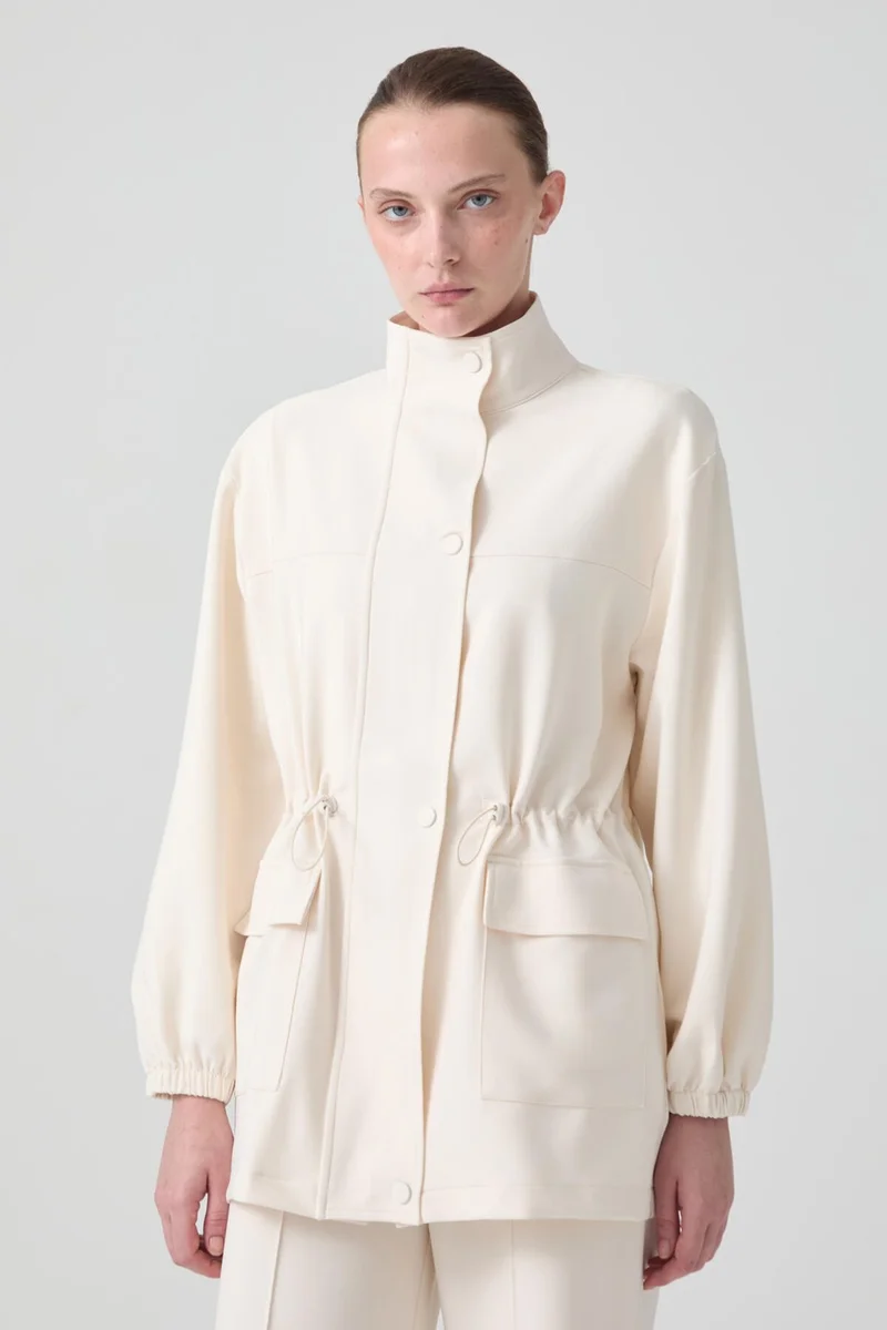 Touche Stand Collar Crepe Jacket