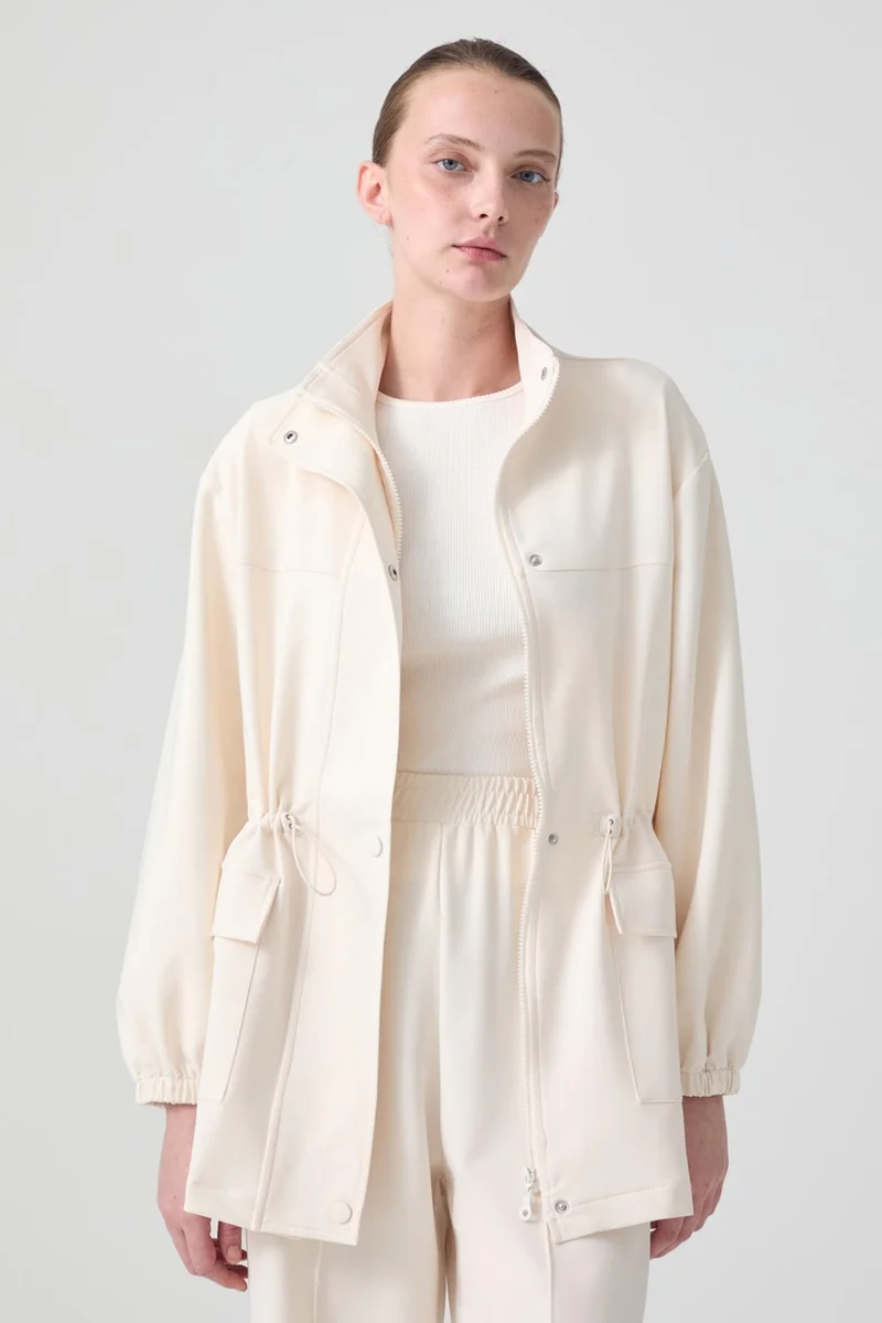 Touche Stand Collar Crepe Jacket