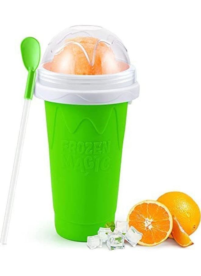 Arabest - Frozen Magic Slushy Maker Squeeze Cup, Portable Silica Freeze Mug for Milkshake Slush and Ice Cream Smoothie, Quick Frozen Smoothies Slushy Ice Cream Maker with Dome Lids Green - Image 1