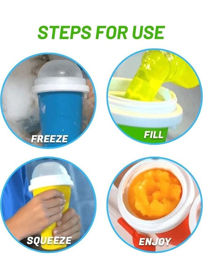 Arabest - Frozen Magic Slushy Maker Squeeze Cup, Portable Silica Freeze Mug for Milkshake Slush and Ice Cream Smoothie, Quick Frozen Smoothies Slushy Ice Cream Maker with Dome Lids Green - Image 1