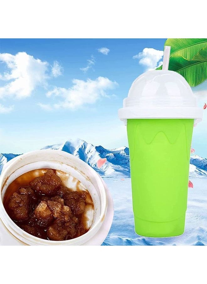 Arabest - Frozen Magic Slushy Maker Squeeze Cup, Portable Silica Freeze Mug for Milkshake Slush and Ice Cream Smoothie, Quick Frozen Smoothies Slushy Ice Cream Maker with Dome Lids Green - Image 1