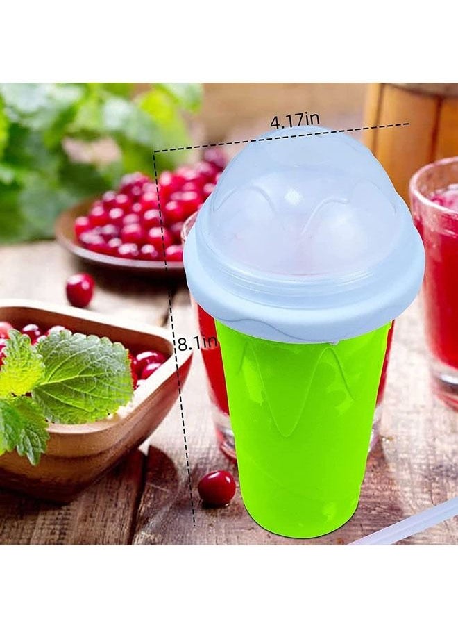 Arabest - Frozen Magic Slushy Maker Squeeze Cup, Portable Silica Freeze Mug for Milkshake Slush and Ice Cream Smoothie, Quick Frozen Smoothies Slushy Ice Cream Maker with Dome Lids Green - Image 1