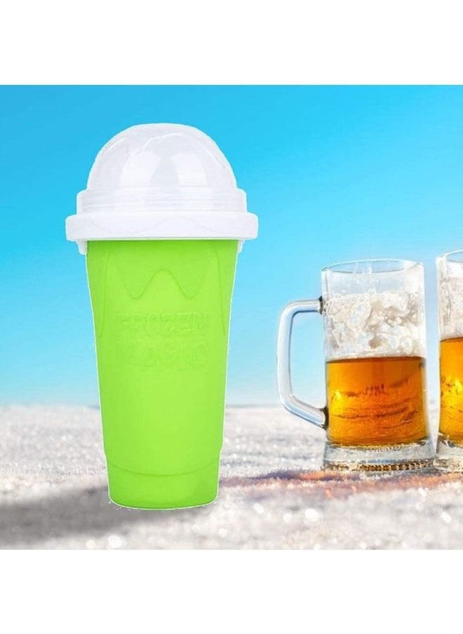 Arabest - Frozen Magic Slushy Maker Squeeze Cup, Portable Silica Freeze Mug for Milkshake Slush and Ice Cream Smoothie, Quick Frozen Smoothies Slushy Ice Cream Maker with Dome Lids Green - Image 1
