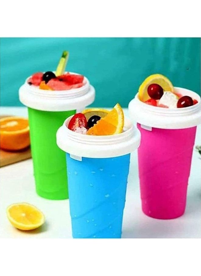 Arabest - Frozen Magic Slushy Maker Squeeze Cup, Portable Silica Freeze Mug for Milkshake Slush and Ice Cream Smoothie, Quick Frozen Smoothies Slushy Ice Cream Maker with Dome Lids Green - Image 1