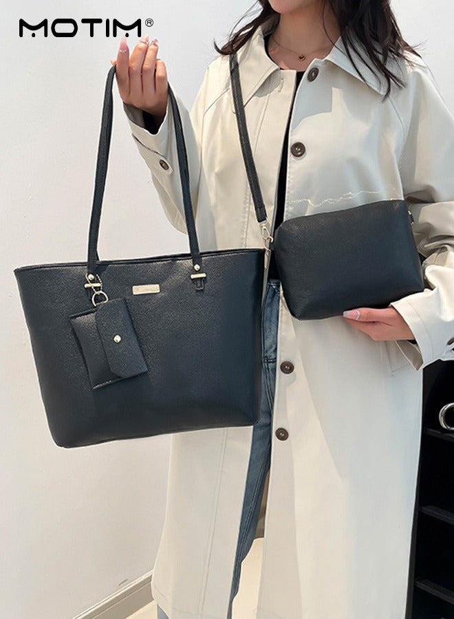 Motim 3 Pcs/Set Women Laptop Bag, Women's Shoulder Tote Bag Leather Handbag, Waterproof Computer Bag, Large Capacity Business Messenger Bag Fashionable Shoulder Bag for Travel Office Work  - Image 5