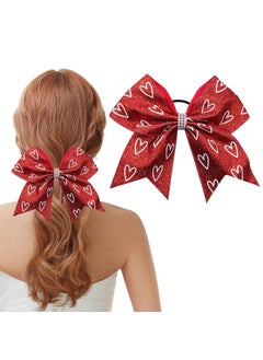 HOXIEYA Valentines Day Hair Tie Heart Hair Tie Red and Pink Elastics Hair Bands Thick Polyester Material Valentines Day Hair Accessories for Women Girls Red heart 