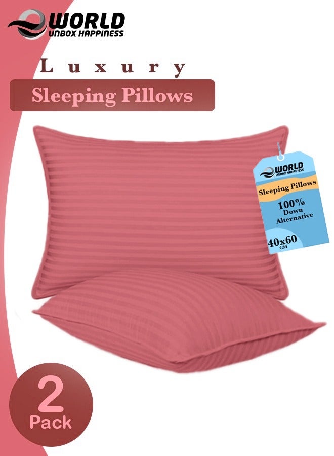 Eworld Pack of 2 Premium Down Alternative Filled Bed Pillows, Featuring Breathable Cover, Microfiber Filling and Plush Bounce-Back Design, Hypoallergenic and Luxurious Hotel Quality Pillow Set, in Maroon Color - Image 1