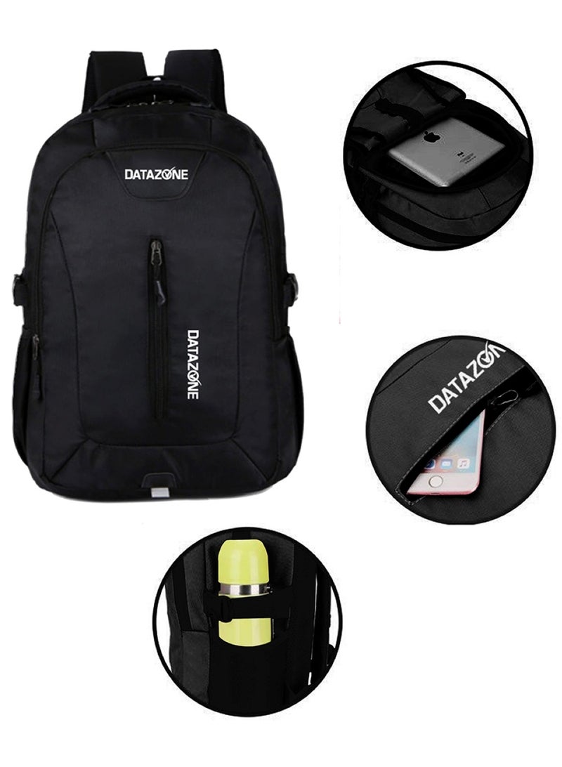 Datazone Laptop Backpack 16 Inch Black Waterproof Laptop Bag With Multiple Pockets Front Zipper And Comfortable Practical Design For School Travel And Work - Image 3