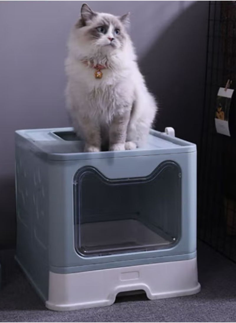 Generic - Two-Way Foldable Drawer Type Cat Litter Box Blue 51x41x38cm - Image 1