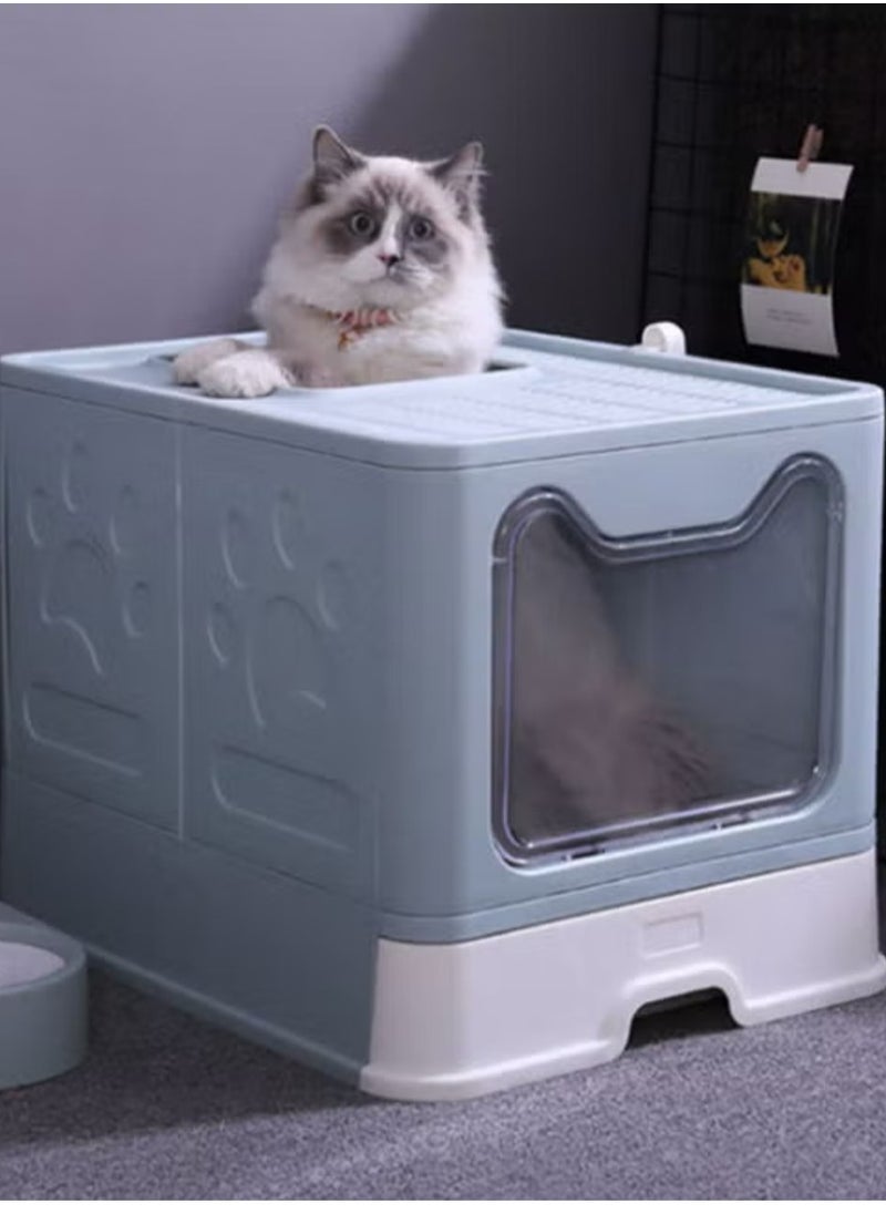 Generic - Two-Way Foldable Drawer Type Cat Litter Box Blue 51x41x38cm - Image 1