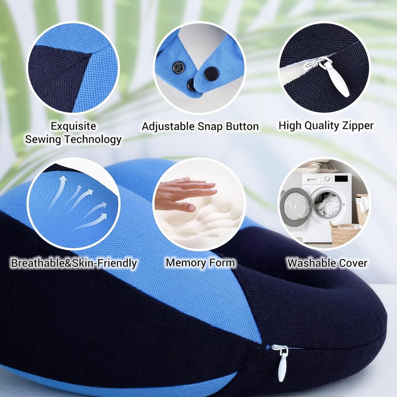 COOLBEBE Kids Travel Neck Pillow, Softly Headrest Travel Pillow for Car & Airplane, Traveling Gifts for Toddler & Children (Black & Blue) - Image 3