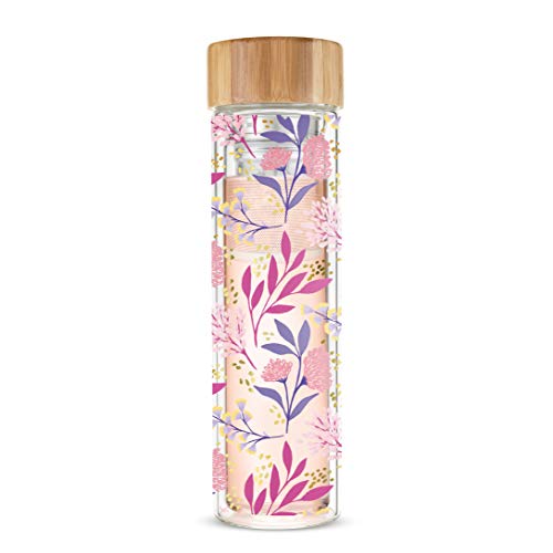 Pinky Up Blair Travel Tea Infuser Mug, Double Walled Insulated Travel Tumbler with Loose Leaf Tea Strainer, Travel Coffee Mug, Keeps Drinks Hot or Cold, 16 oz, Botanical Design - Image 4