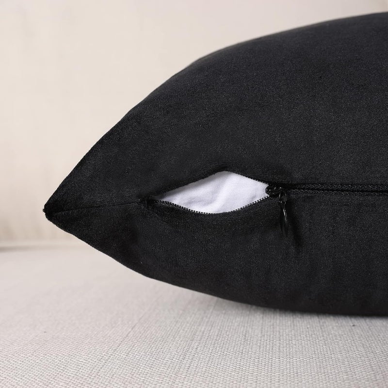 MZPSO Pack of 2, Velvet Super Soft Solid Decorative Square Throw Pillow Covers Set Cushion Case for Sofa Bedroom Car 18 x 18 Inch 45 x 45 cm Black - Image 4