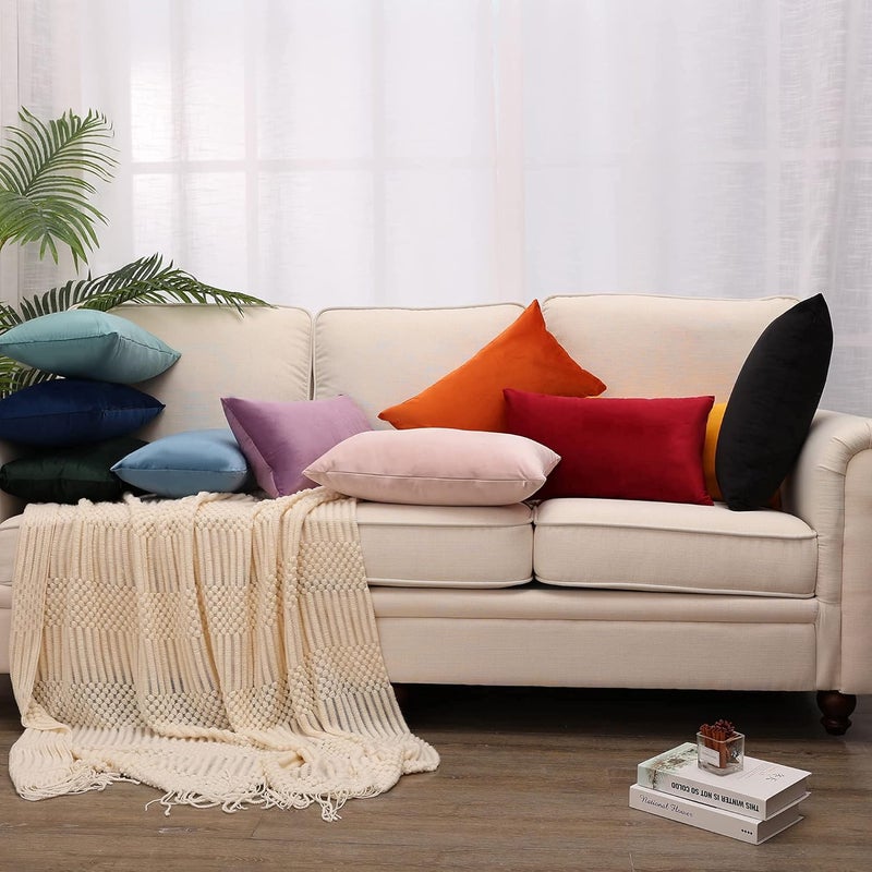 MZPSO Pack of 2, Velvet Super Soft Solid Decorative Square Throw Pillow Covers Set Cushion Case for Sofa Bedroom Car 18 x 18 Inch 45 x 45 cm Black - Image 5